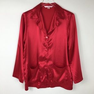 Victoria Secret Satin Pajama top red S